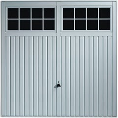 Salisbury garage door in white with black windows