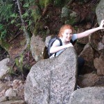 Katy navigating through some serious boulders