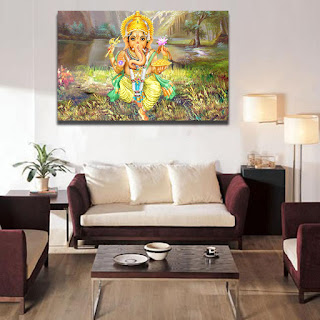 Ganesha Paintings Modern Art on Canvas