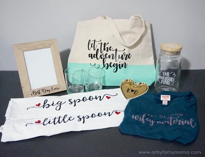 Create multiple gifts and combine them into one in a Custom Newlywed Gift Tote