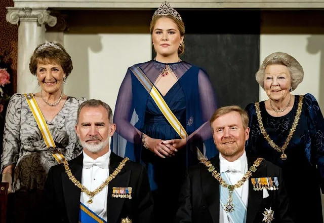 Queen Maxima, Queen Letizia Princess Catharina-Amalia, Princess Beatrix and Princess Margriet. Princess Amalia tiara