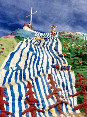 Jumping on Salvation Mountain