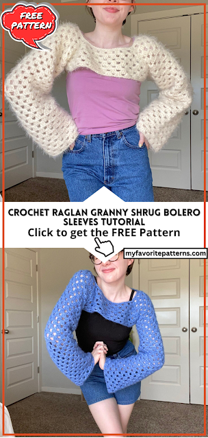 Crochet Raglan Granny Shrug Bolero Sleeves Tutorial