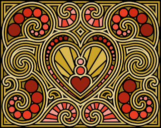 Swirly heart coloring page- blank available for free for coloring