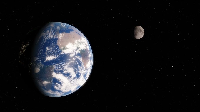 What is the relationship between the Earth and the Moon And how far apart are they?