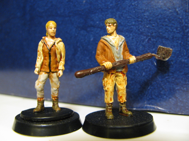 Hunger games miniatures modified as Fallout settlers (for use in gaming)