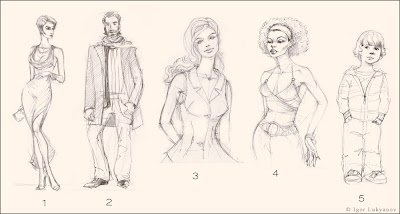 fashion sketches - male, female, children fashion