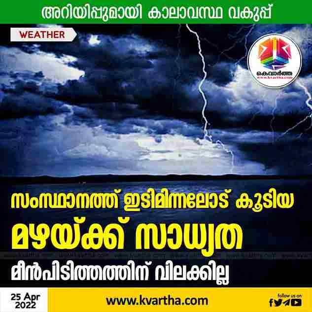Thiruvananthapuram, News, Kerala, Rain, Fishermen, Ban, Heavy rain chance in Kerala today.