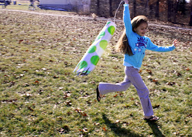 The day was mild and there was a nice breeze, so Tessa had a wonderful time flying her windsock like a kite. It work well when we hung it on a post to tell wind direction too!