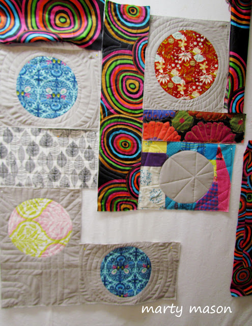 inset circles, improv circles patchwork sampler by marty mason 