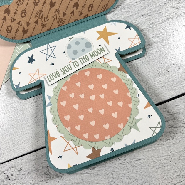 Telephone Shaped Mini Scrapbook Album page with stars, hearts, and a moon