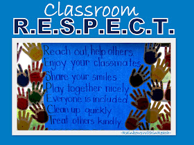 photo of: Bulletin Board Acrostic for Classroom Rules, Handprint pledges