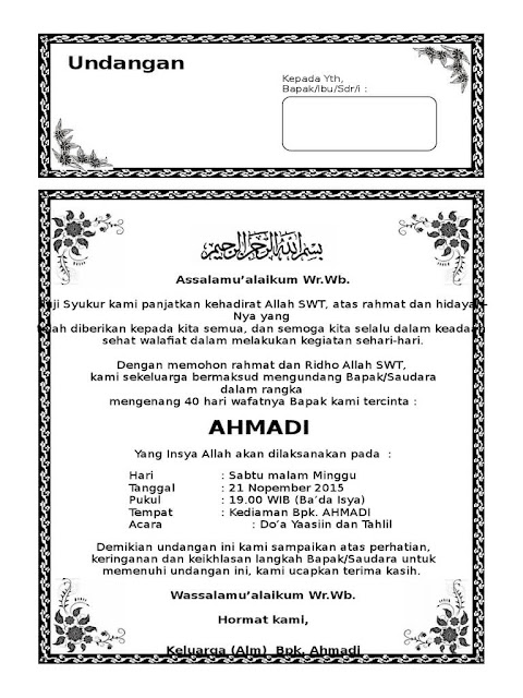  Tahlil yaitu salah satu tradisi yang paling mencolok dalam masyarakat Muslim di Indonesi 8 Contoh Undangan Tahlil / Tahlilan Terlengkap