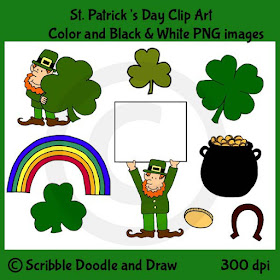 St. Patrick's day clip art images of leprechauns and pot of gold