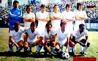SEVILLA C. F. - Sevilla, España - Temporada 1974-75 - Paco, Hita, Martínez Jayo, San José, Jaén y Rivas; Lora, Blanco, Acosta, Rubio y Biri Biri - BARCELONA ATLÉTICO 1 (Rusky), SEVILLA C. F. 0 - 13/04/1975 - Liga de 2ª División, jornada 31 - Barcelona, campo de Fabra y Coast - El Sevilla, entrenado por Roque Olsen, se clasificó 3º en la Liga de 2ª División y subió a 1ª