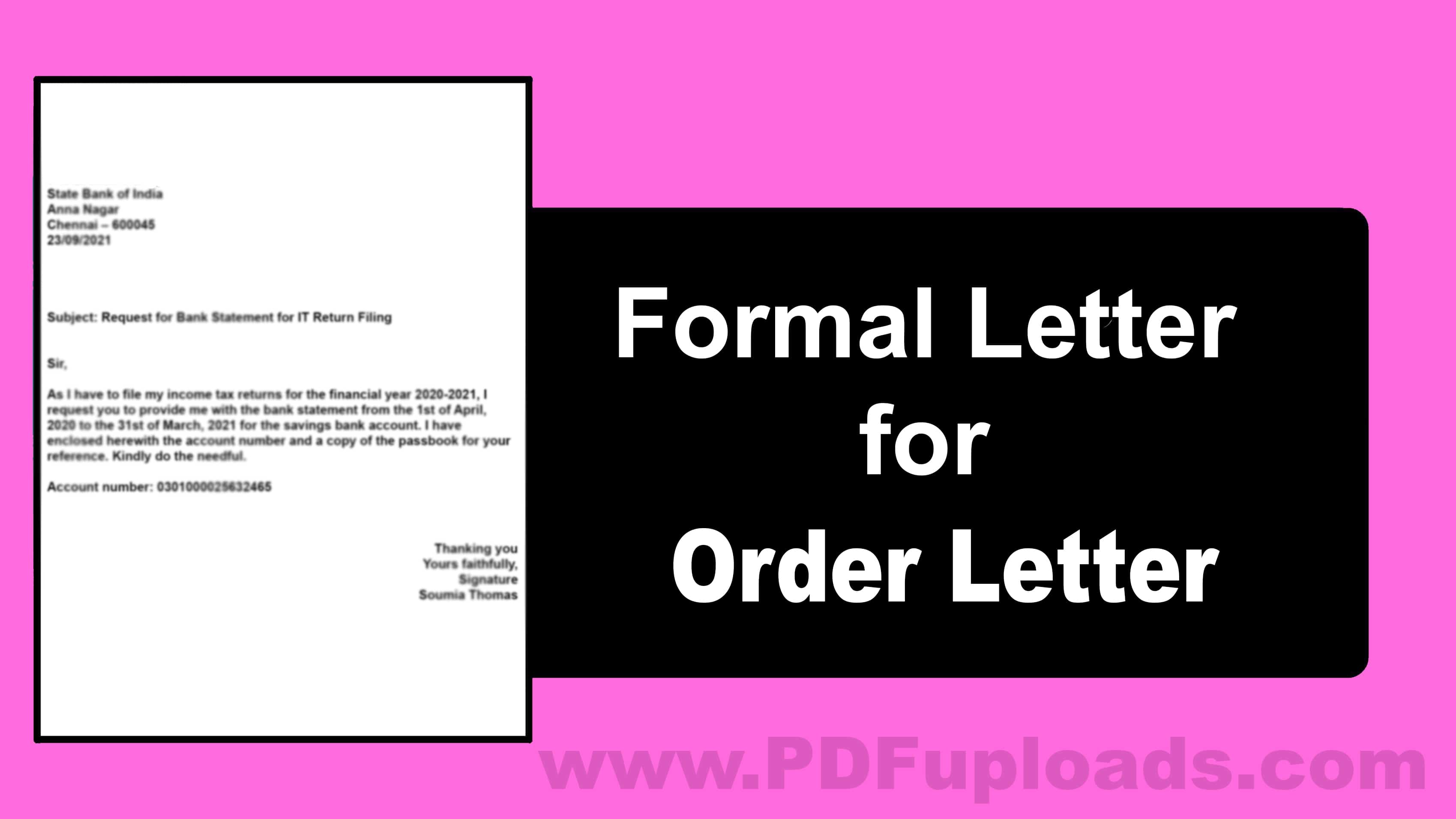 How to write Order Letter Formally