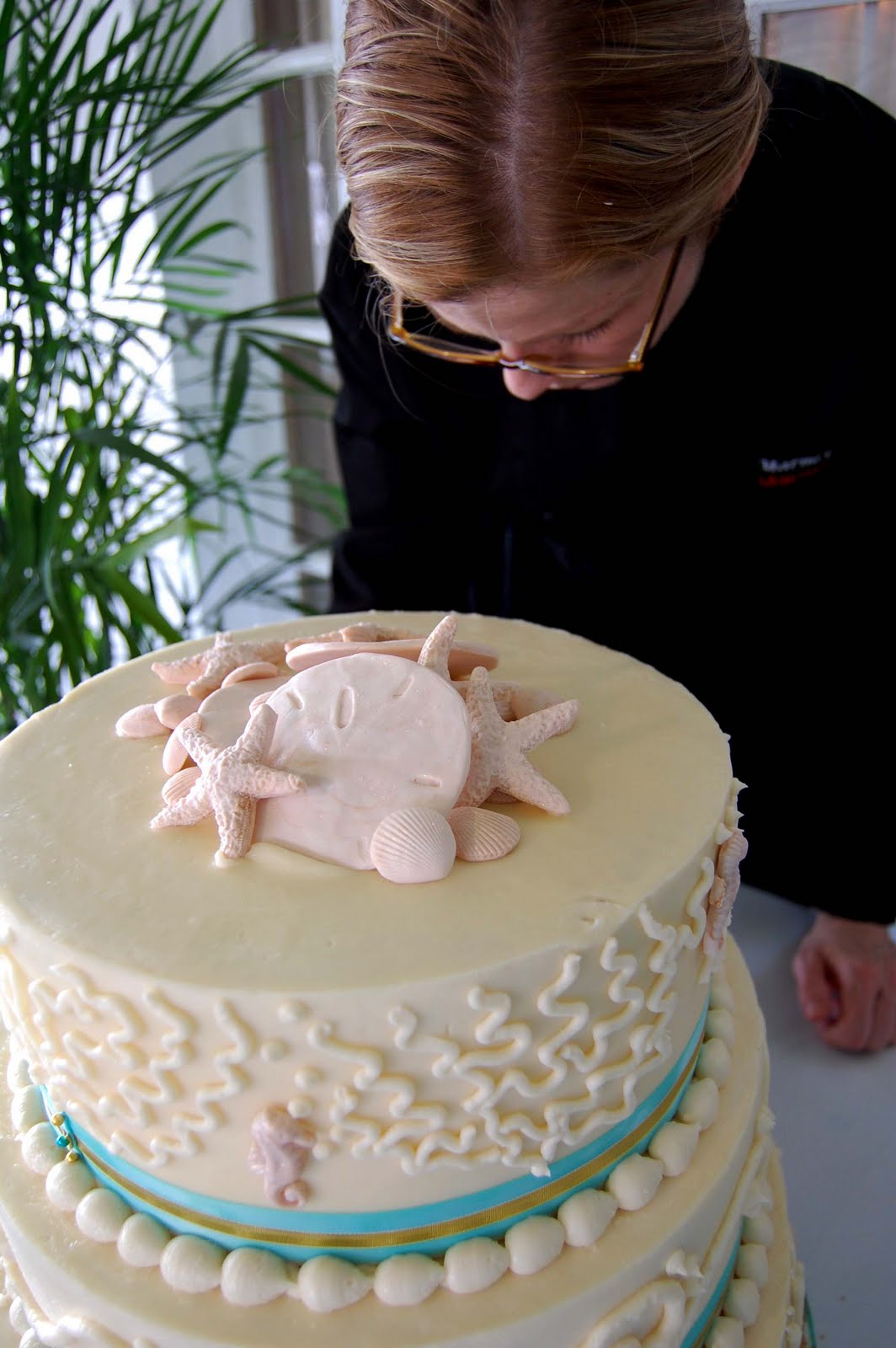 beach wedding cake for a