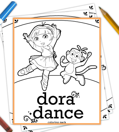 Dora Coloring Sheets on Jinxy Kids  Free Printable Dora Dance Coloring Pack   Activity Pages