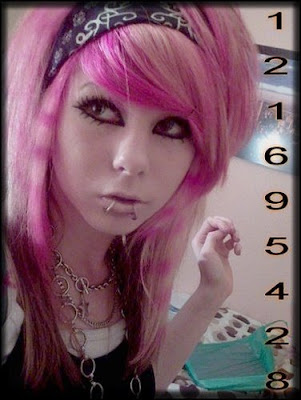 pink emo women hair colour