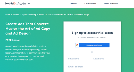 #5. Hubspot - Create Ads That Convert: Master the Art of Ad Copy and Ad Design.