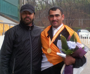 Ajai Appachu(right) with his coach Major(retd) J S Ahluwalia 