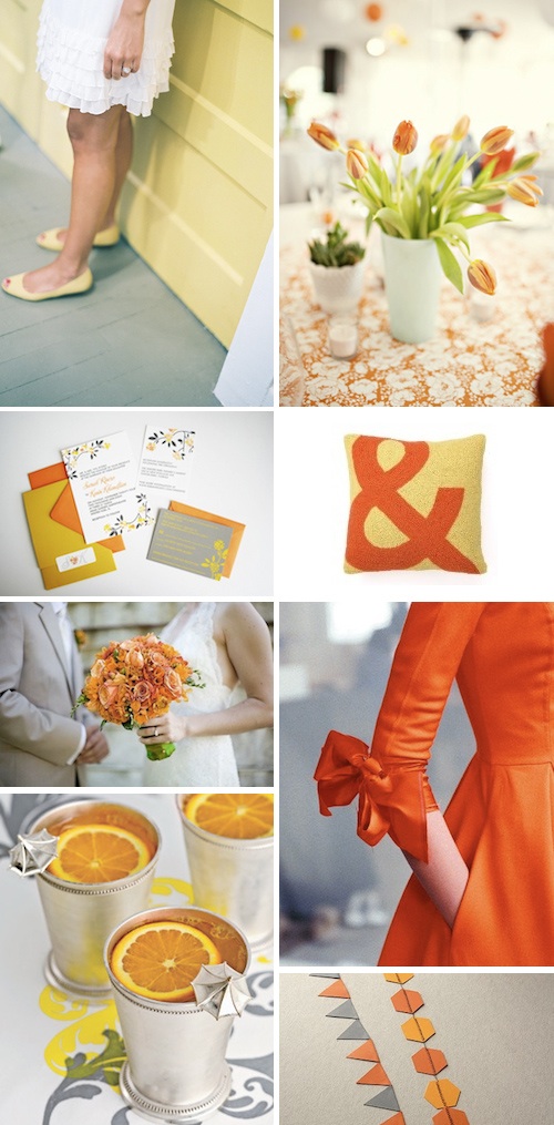 orange and gray wedding