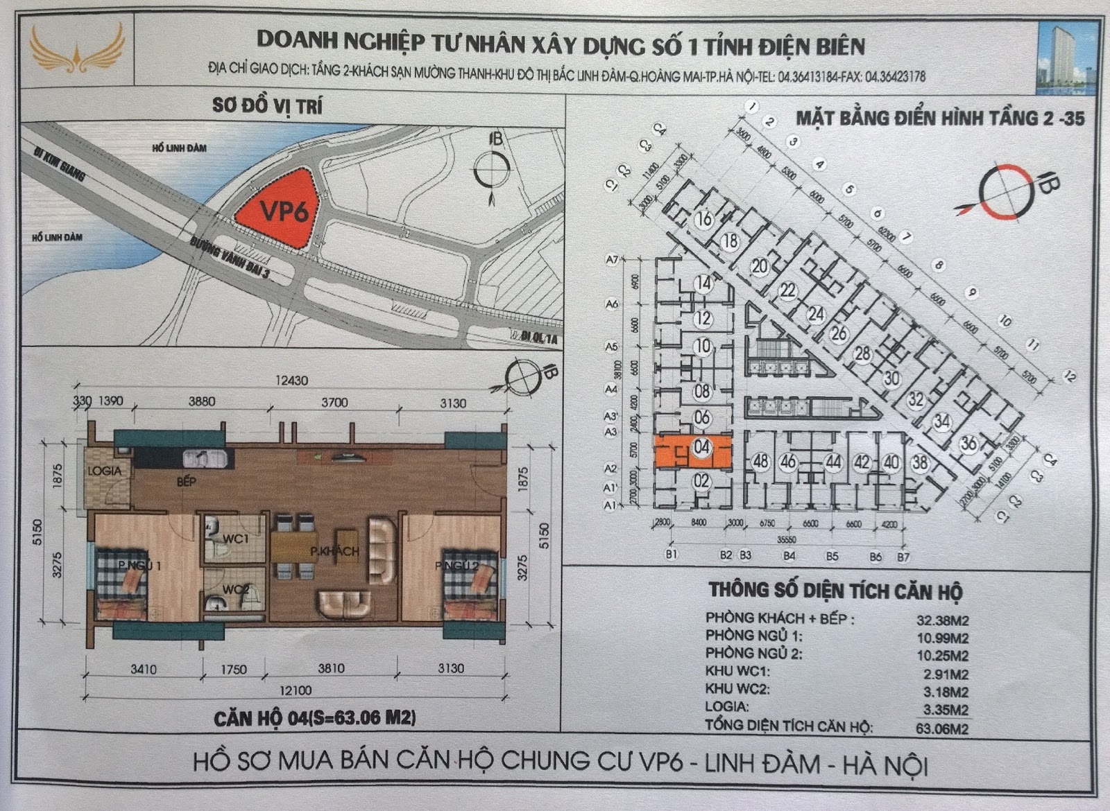 MẶT BẰNG CĂN HỘ CHUNG CƯ VP6 LINH ĐÀM