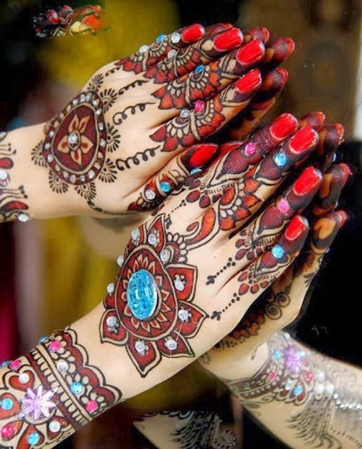 Colorful Bridal Mehndi Designs 2013 2014 For Girls