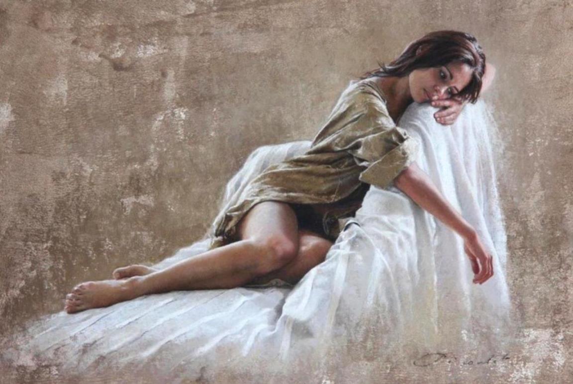 Nathalie Picoulet, French artist, nude art, sensual Paintings ,  portraits pastel , figurative paintings