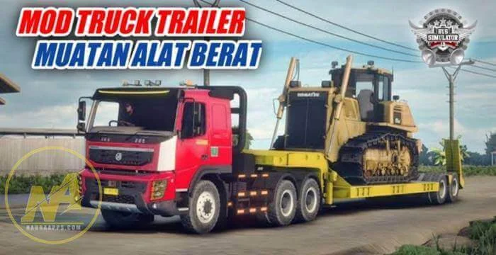 download mod bussid truck trailer muatan alat berat