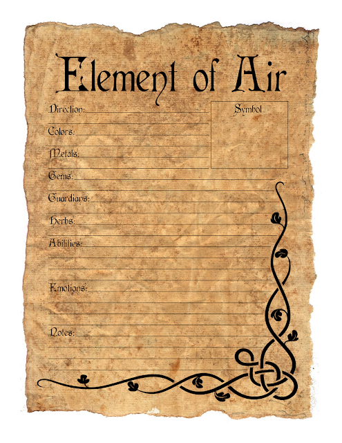 Element of Air Book of Shadows Free Download Printable Page