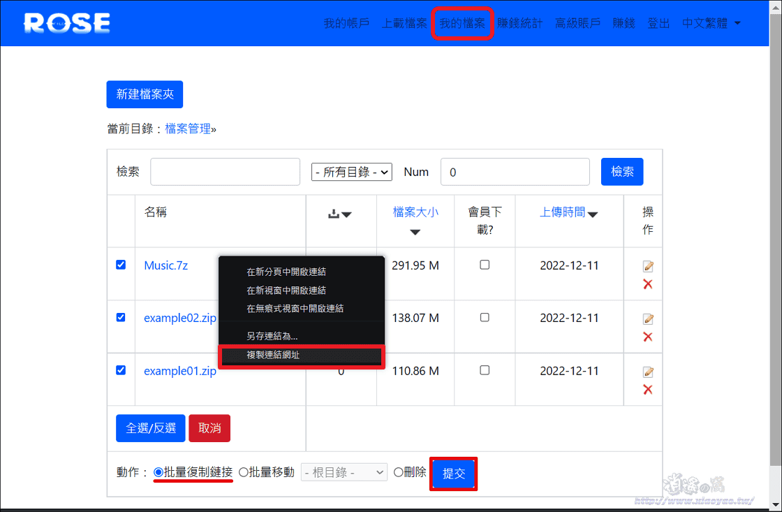 使用 Rosefile 儲存空間分享檔案賺錢＆檔案下載教學