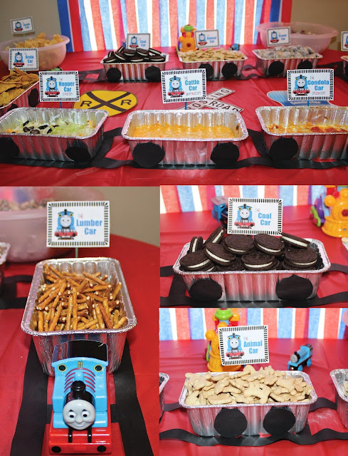 Thomas the Train Birthday Party - Chugga Chugga TWO TWO, Thomas the Train, Birthday Party, Chugga Chugga TWO TWO, Thomas the Train Birthday, Thomas the Train Party, Thomas the Train, Thomas the Train Birthday Theme, Thomas the Train Birthday Ideas, DIY Thomas the Train Birthday, Train Birthday Party, Train Birthday Party Ideas, Train Party ideas, train cake, train food, birthday party, second birthday, second birthday party idea, second birthday party train, second birthday party boy, toddler party idea, train birthday, Train food, train birthday party food, food looks like train, train birthday labels, food labels, party food labels, Thomas the Train food, Thomas the Train Birthday food, Thomas the Train birthday food ideas, Thomas the Train food table, appetizers, snacks, birthday food ideas, Thomas the Train birthday labels, Thomas the Train food labels, train birthday food table, train party food, train tracks, party table decorations, train decorations, food table, lumber car, gravel car, coal car, animal car, grain car, hopper car, cattle car, gondola car, train party food idea list, train party food list, train food list, birthday party food list, food train, food cart,  food labels, train labels