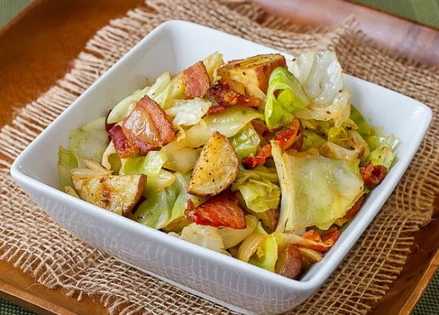 Fried Cabbage and Potatoes with Bacon #lunch #dinner