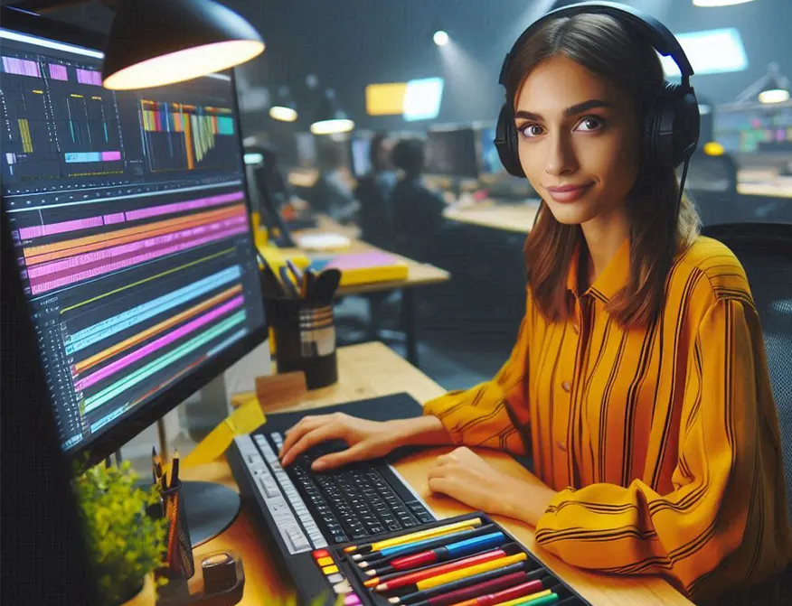 mujer-sentada-operando-ordenador-de-escritorio