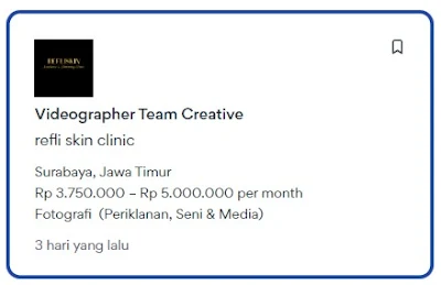 Peluang Kerja Videographer Team Creative di Surabaya