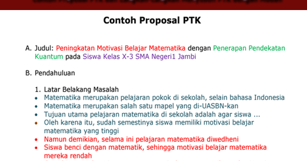 Contoh Proposal PTK dan Langkah-Langkah Menyusun PTK dengan Mudah 
