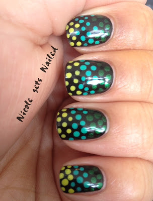 Green Gradient Polka Dots on Black