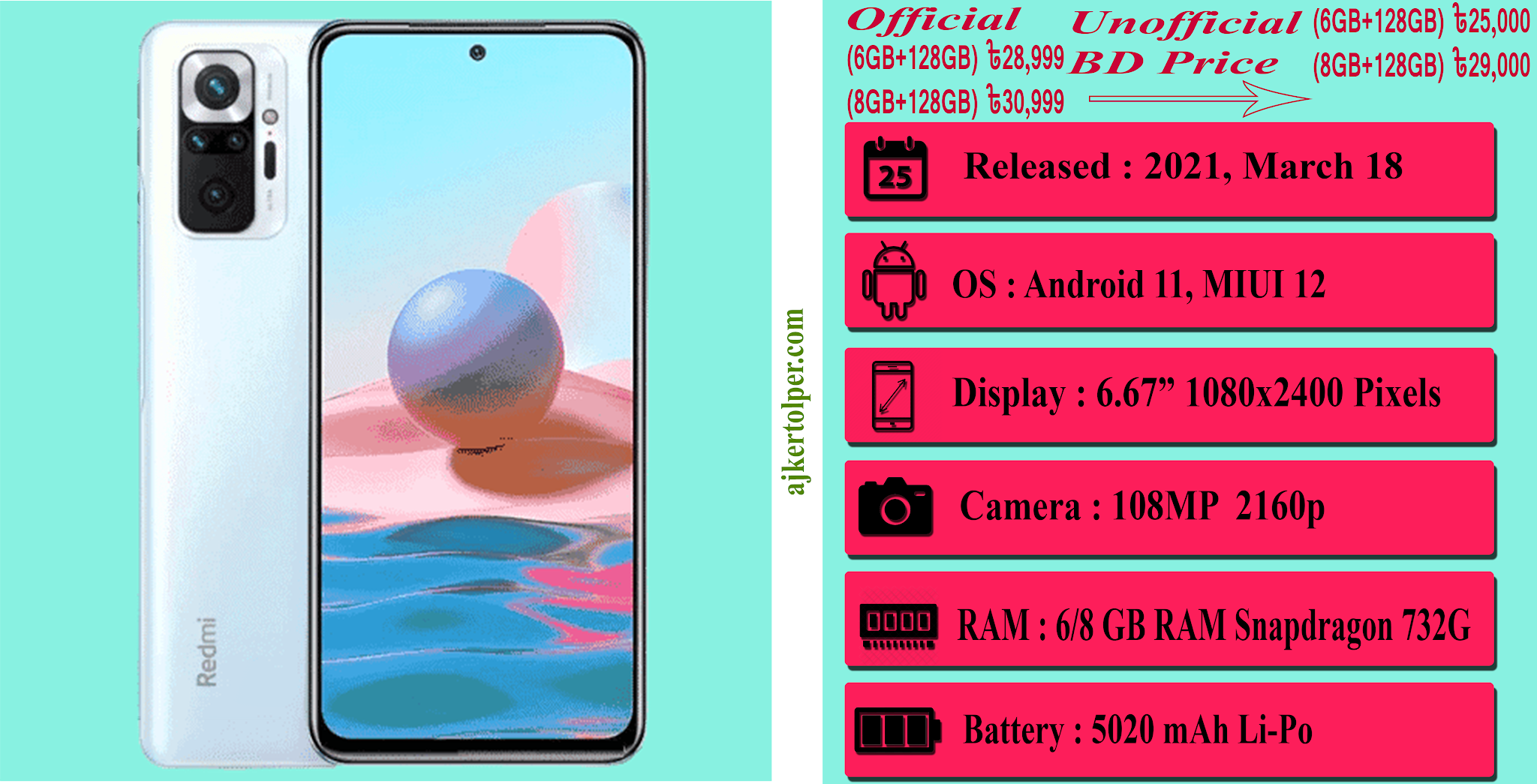Xiaomi Redmi Note 10 Pro Max 8 128 Price In Bangladesh Full Phone Specifications