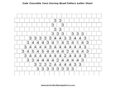 Free Cute Crocodile Face Earring Brick Stitch Seed Bead Pattern Letter Chart