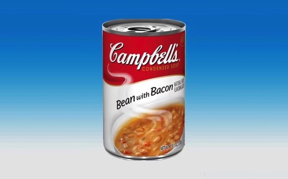 A can of Campbell's Bean with Bacon soup