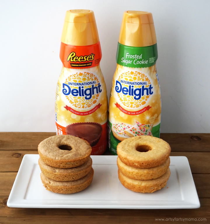 Enjoy Frosted Sugar Cookie Donuts or Reese's Peanut Butter Cup Donuts at home with this simple baked donut recipe! #DelightfulMoments