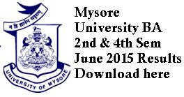 Mysore Karnataka B.A IInd & IVth Sem June 2015 Exam Results