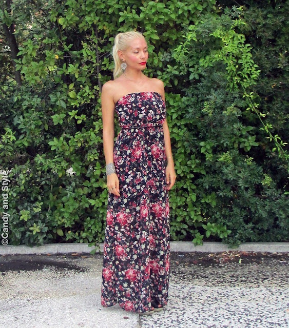 MaxiDress+Wedges+HightPonytail+RedLips - Lilli Candy and Style Fashion Blog