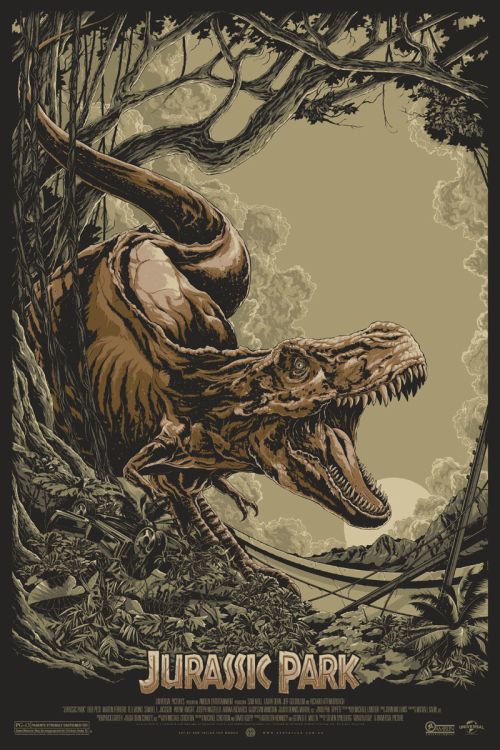 Ken Taylor illustrations movie posters silkscreen Jurassic Park