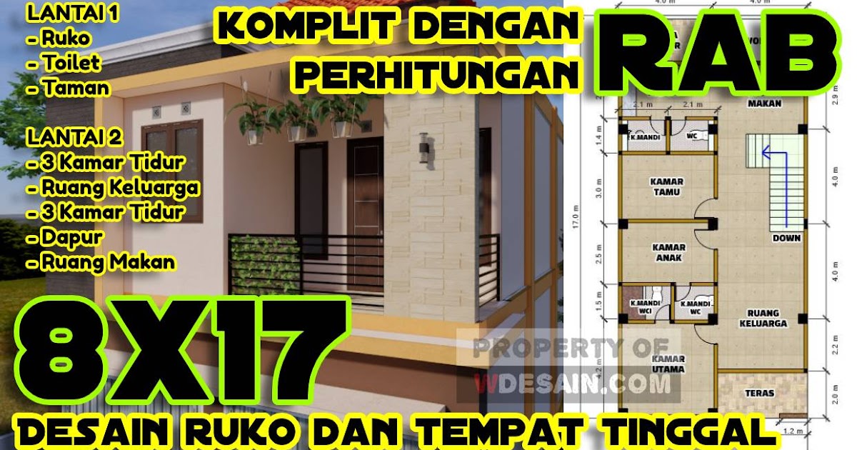 Desain Ruko Minimalis 2 Lantai dan RAB - DESAIN RUMAH MINIMALIS