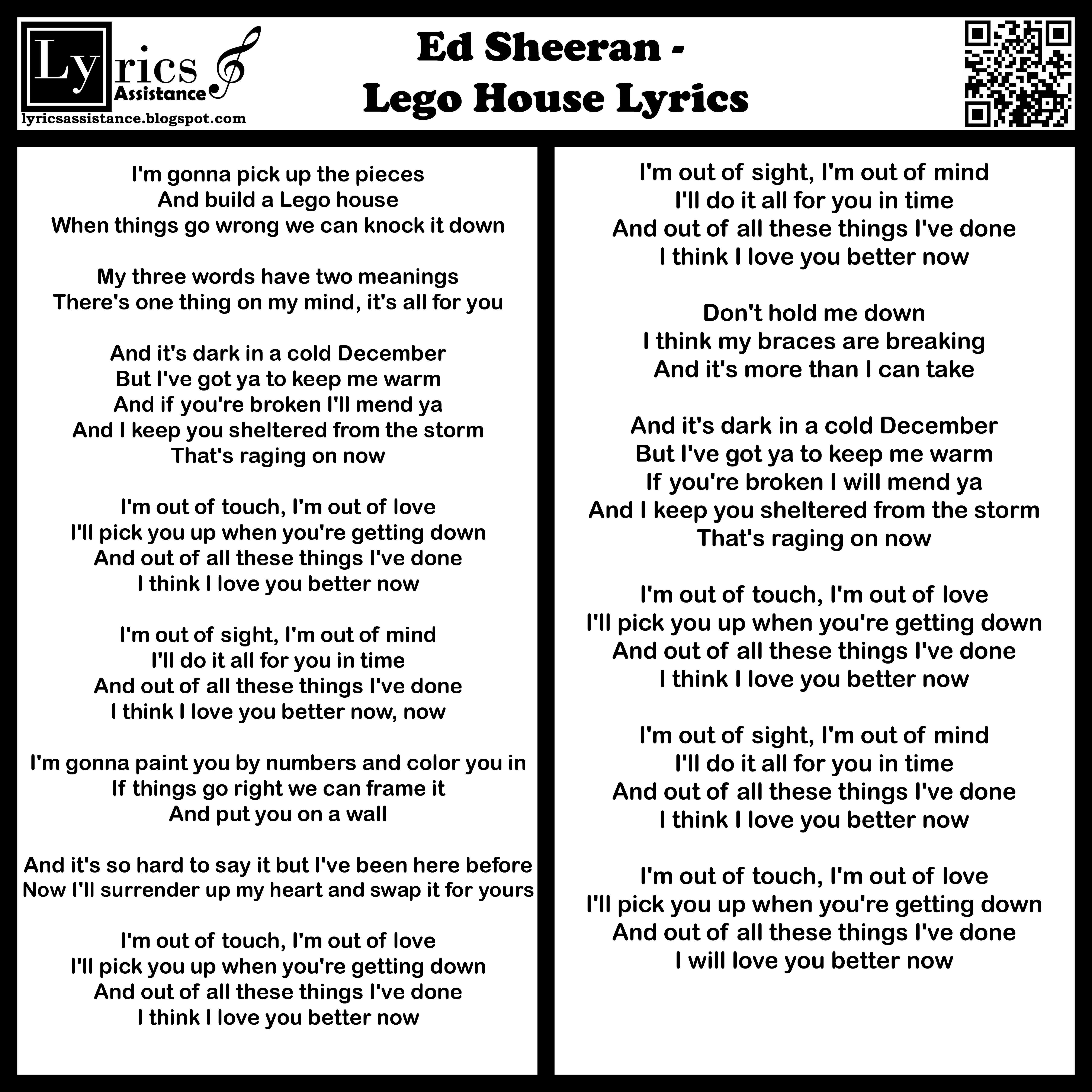 ed sheeran - lego house lyrics