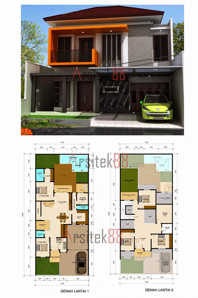 Desain Rumah  Minimalis 2 Lantai Lebar 8 Meter Gambar  