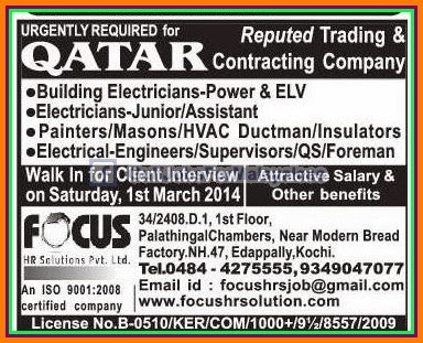 Urgent Jobs in Qatar contracting co