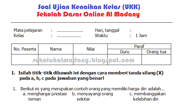 Kumpulan Soal UKK SD Kelas 3 Semester 2/Genap Kurikulum KTSP 